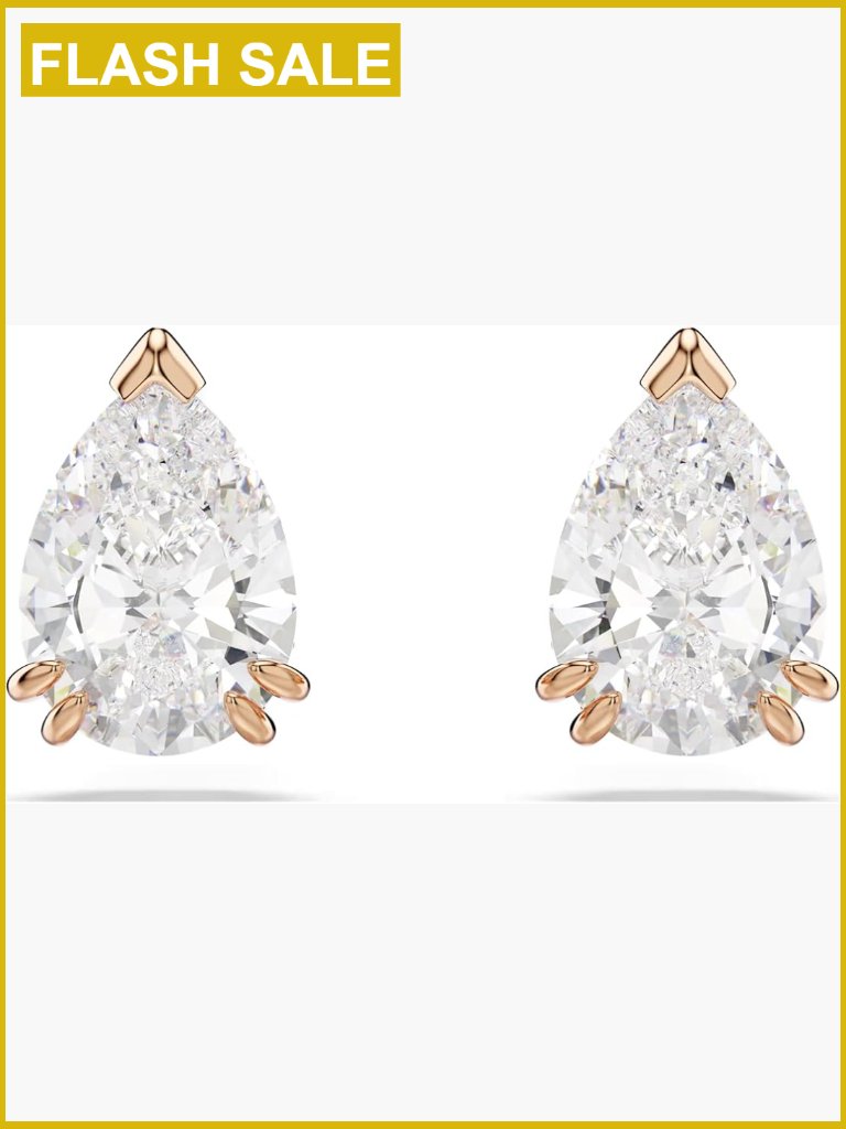 Pear Cut Stud Earrings, Rose Gold Tone Finish, 3/8 Inch